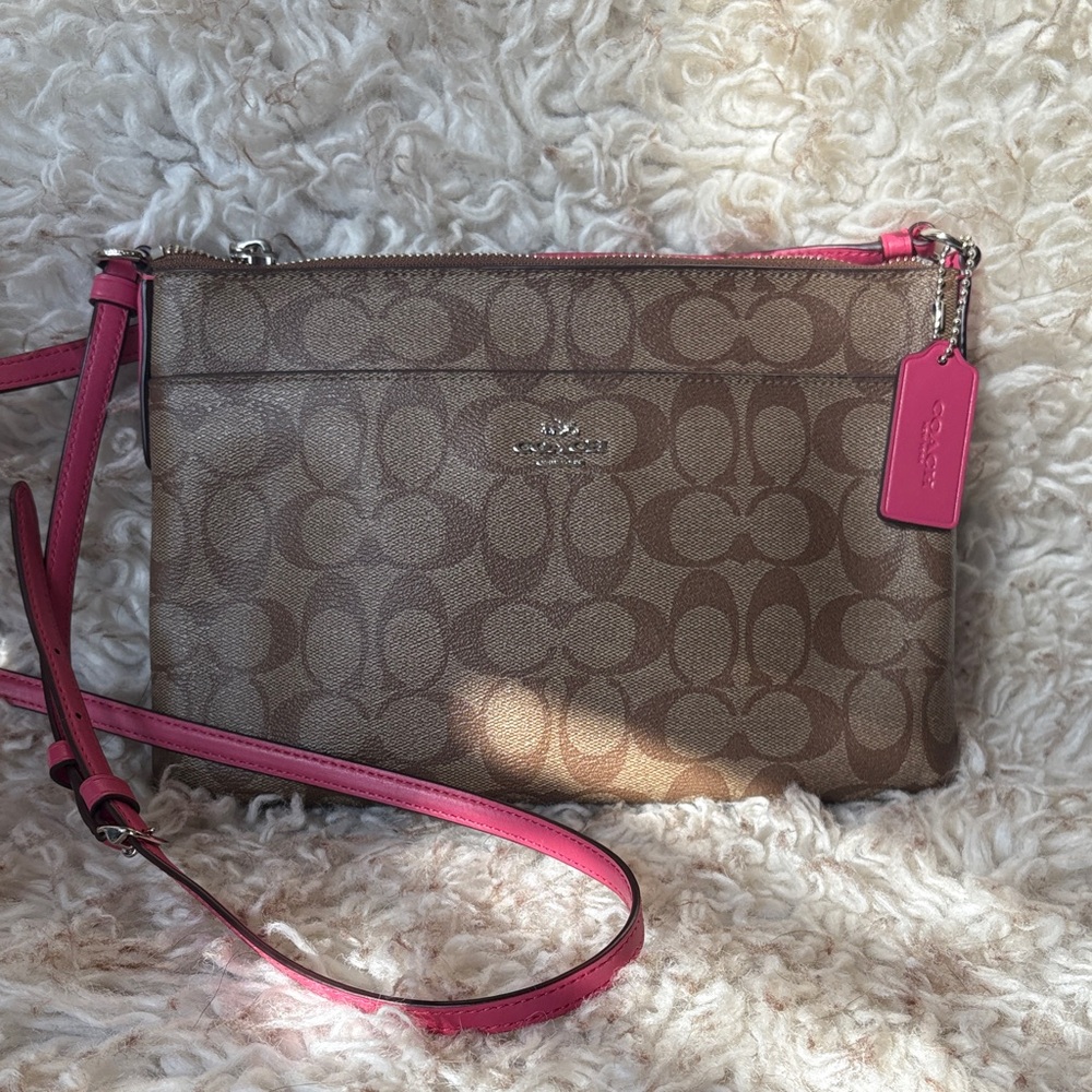 Coach Tan and Pink Crossbody Bag